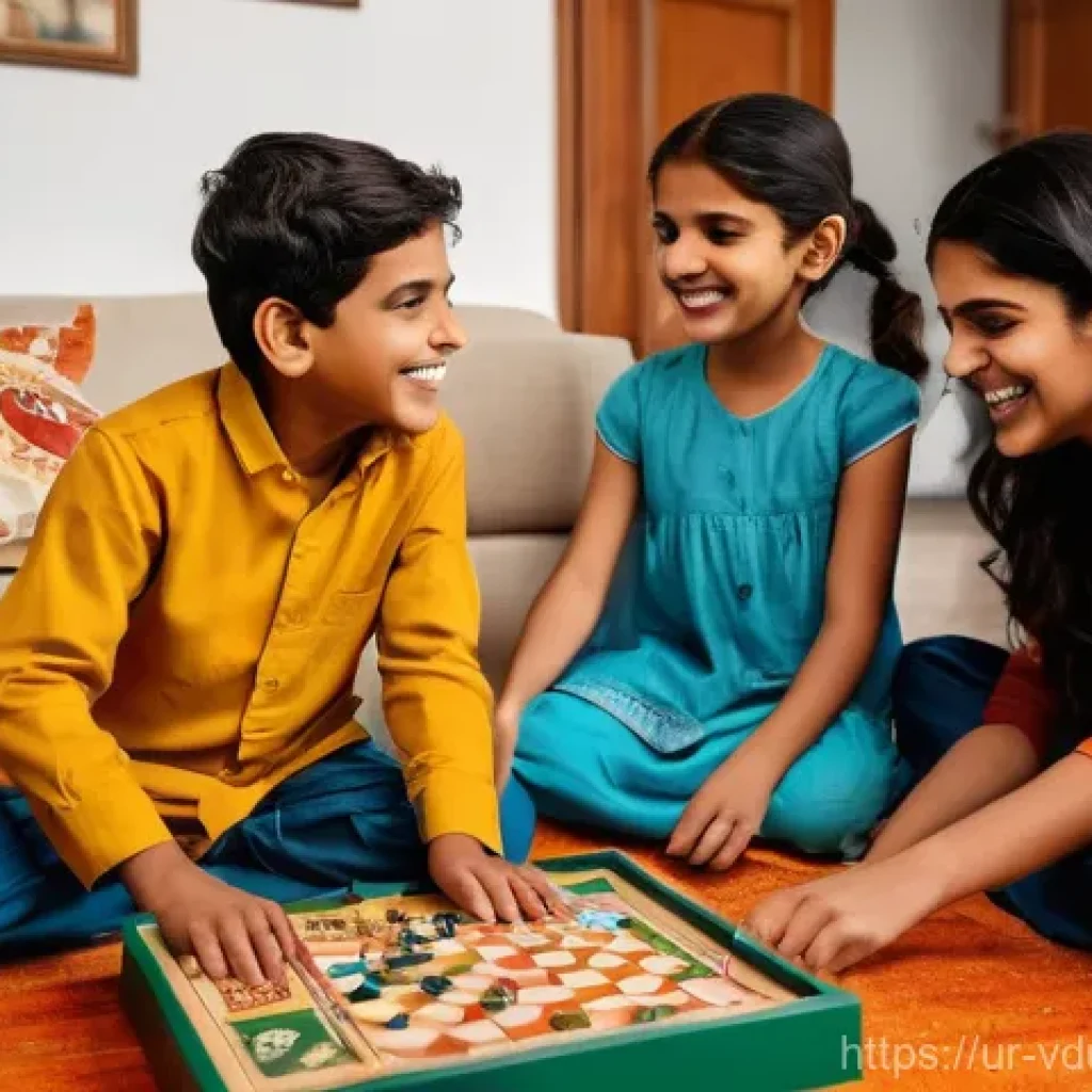 게임 기반 교육의 효과적인 운영 방안 - **"Family Game Night for Learning"**: A heartwarming scene featuring a Pakistani family&mdash;a mother, fa...