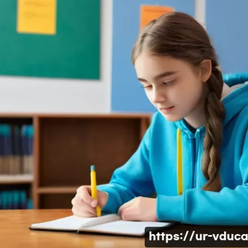 게임화된 시험 준비 방법 - **Gamified Study Adventure**
    "A vibrant, eye-level shot of a determined teenage girl (16-17 year...