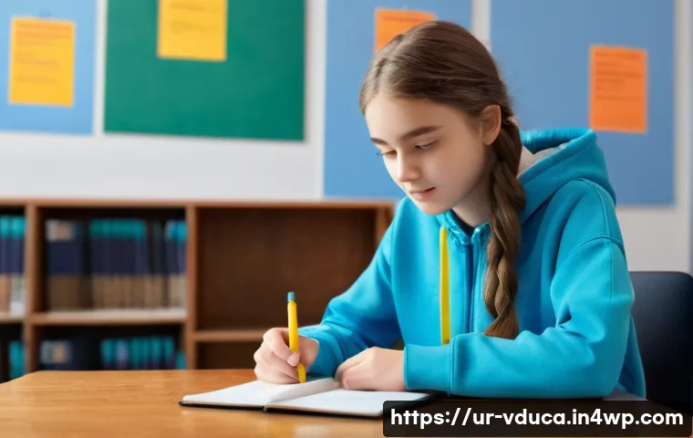 게임화된 시험 준비 방법 - **Gamified Study Adventure**
    "A vibrant, eye-level shot of a determined teenage girl (16-17 year...