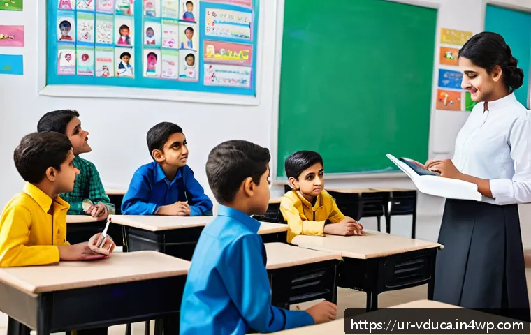 게이미피케이션을 통한 자기주도 학습 촉진 - A vibrant classroom scene in a modern Pakistani school where diverse students are engaged in an inte...