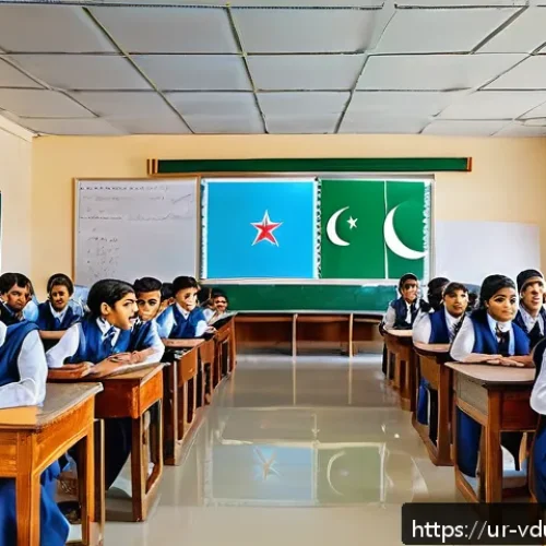 게이미피케이션 교육의 성공적인 론칭 전략 - A modern classroom scene in Pakistan with diverse Urdu-speaking students engaged in a gamified onlin...